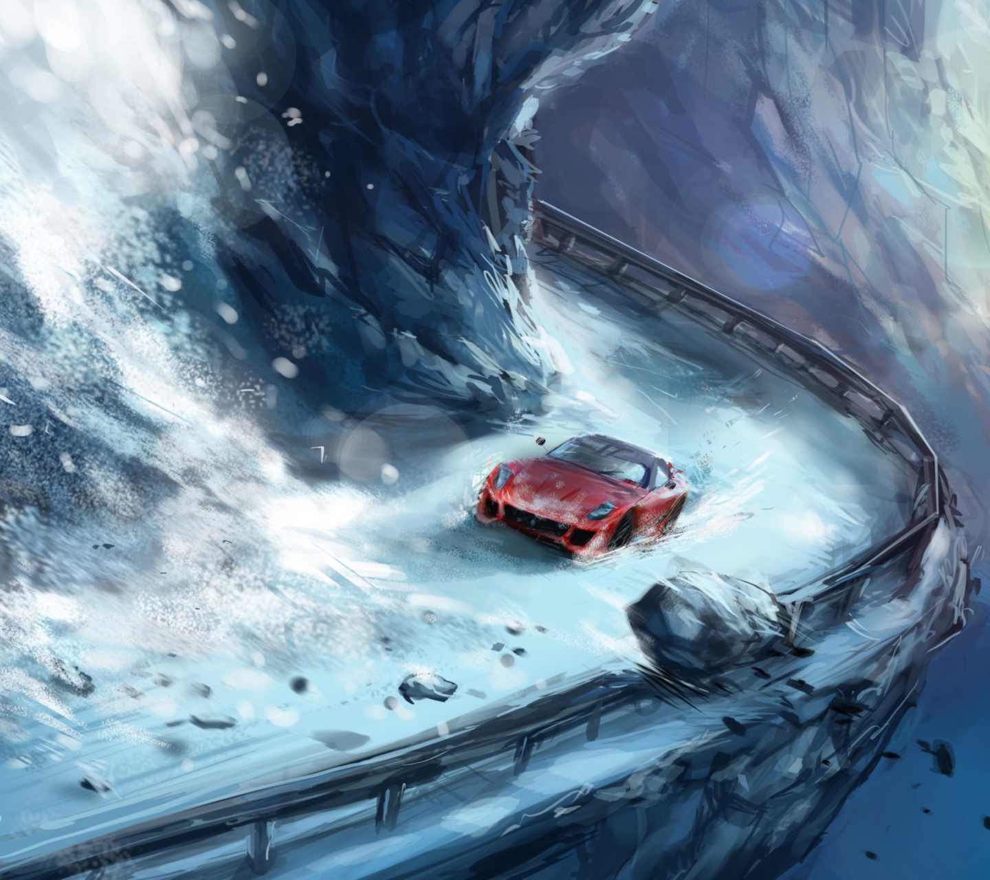 Das Extreme Driving Painting Wallpaper 1440x1280