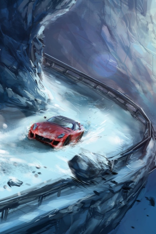 Das Extreme Driving Painting Wallpaper 320x480