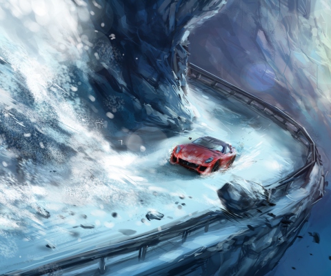 Das Extreme Driving Painting Wallpaper 480x400