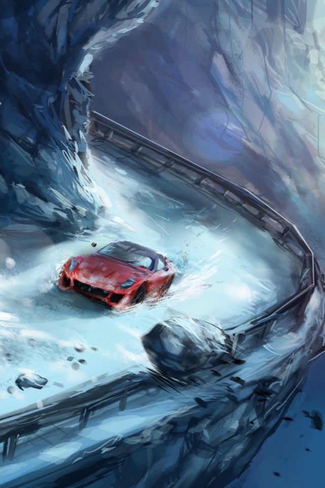 Das Extreme Driving Painting Wallpaper 640x960
