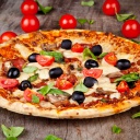 Sfondi Pizza with tomatoes and olives 128x128