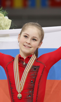 Julia Lipnitskaya Ice Skater Champion 2014 wallpaper 240x400