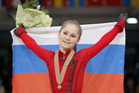 Das Julia Lipnitskaya Ice Skater Champion 2014 Wallpaper 480x320
