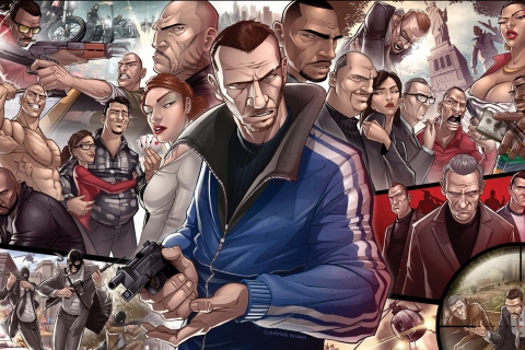 Das Grand Theft Auto Characters Wallpaper 480x320