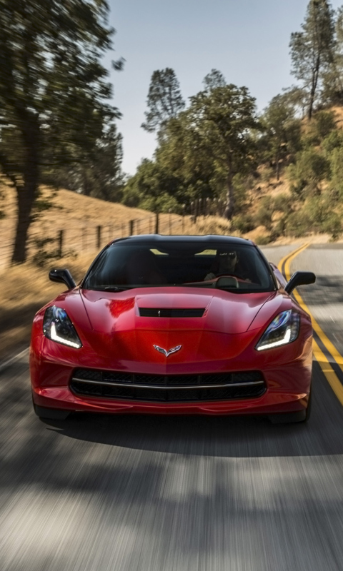 2014 Red Chevrolet Corvette Stingray screenshot #1 480x800