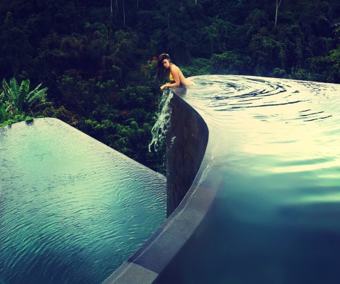 Das Dreamy Pool In Tropical Paradise Wallpaper 480x400
