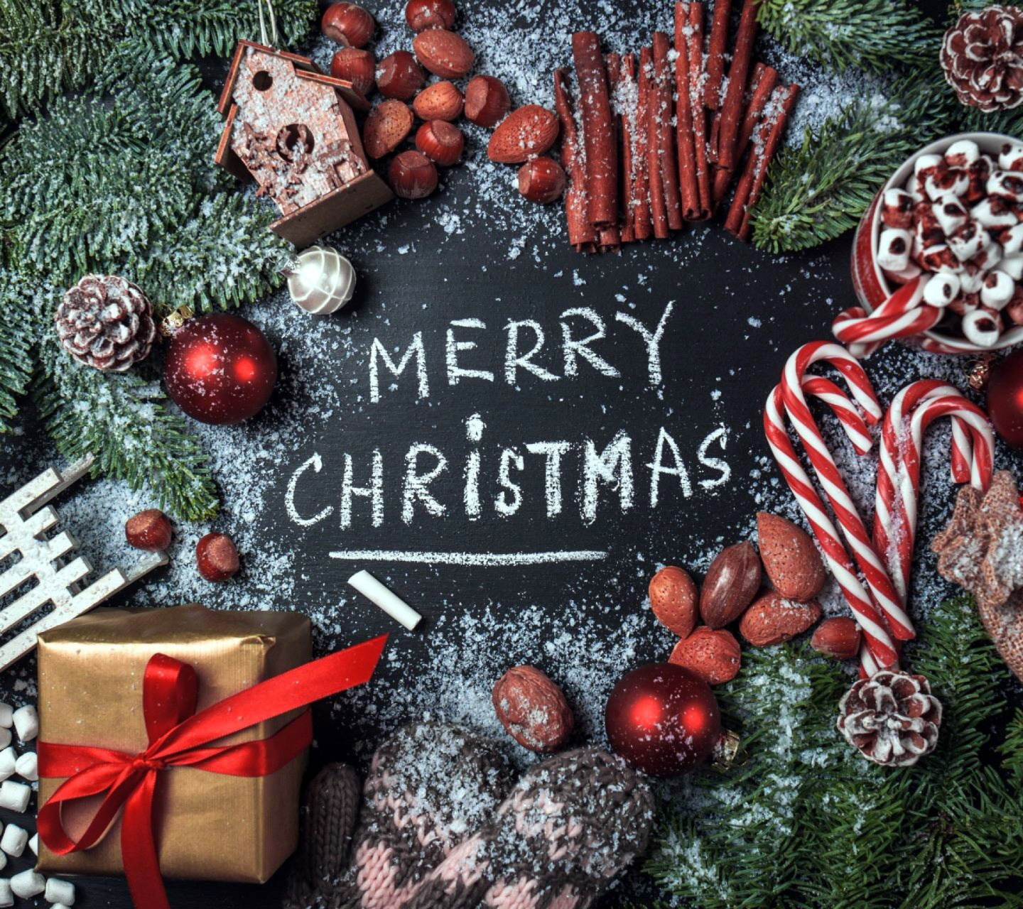 Das December Merry Christmas Happy Holidays Wallpaper 1440x1280