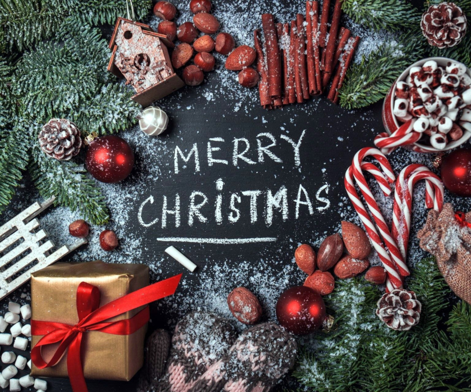 December Merry Christmas Happy Holidays wallpaper 960x800