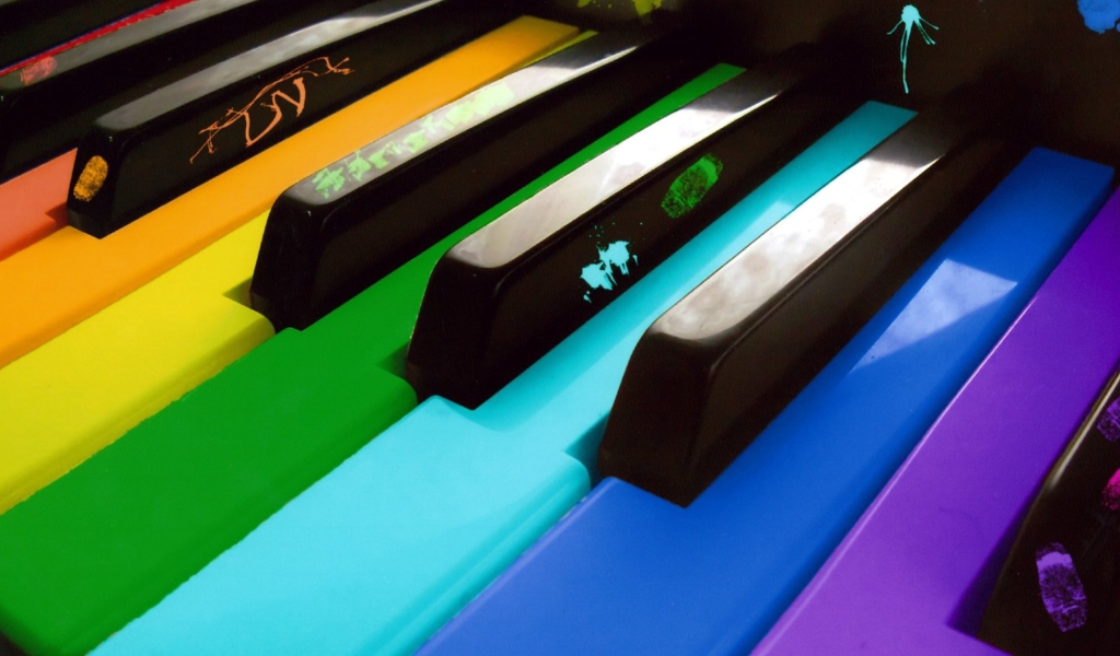 Colorful Piano Keyboard wallpaper 1024x600