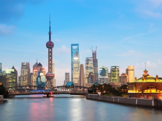 Обои Shanghai Cityscape 320x240