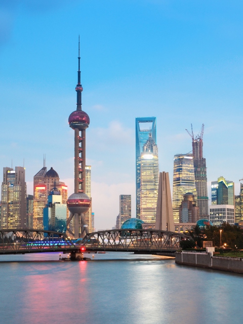 Fondo de pantalla Shanghai Cityscape 480x640