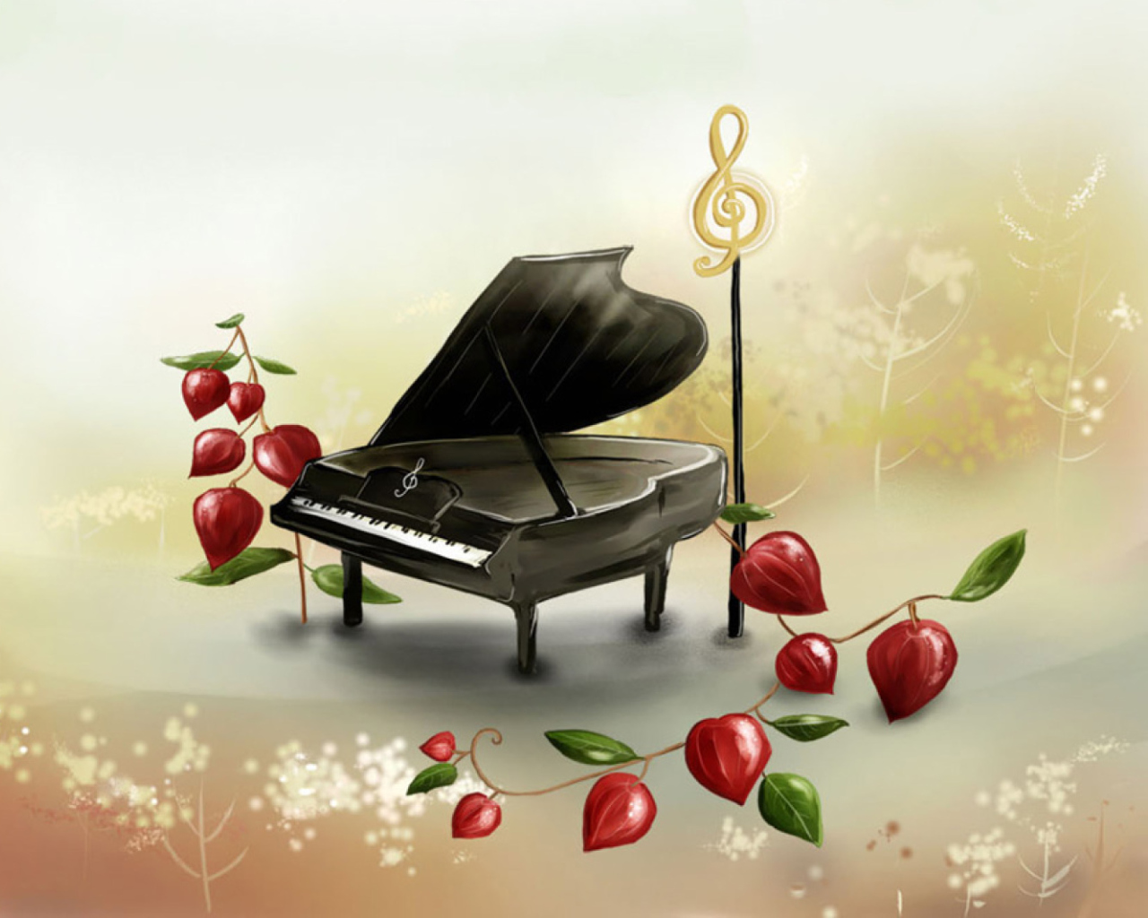 Das Piano And Notes Wallpaper 1280x1024