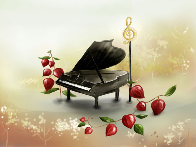 Piano And Notes wallpaper 640x480
