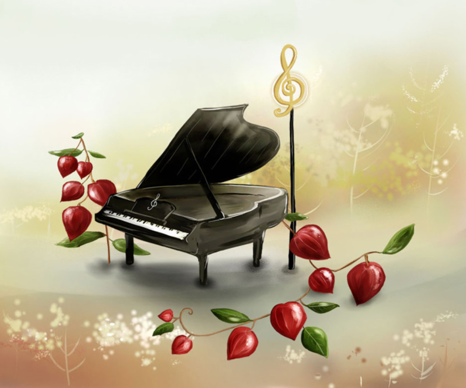 Piano And Notes wallpaper 960x800