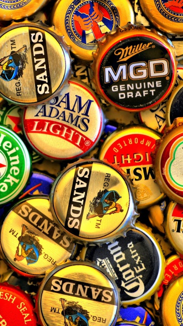 Обои Beer caps - Amstel, Sands, Miller 360x640