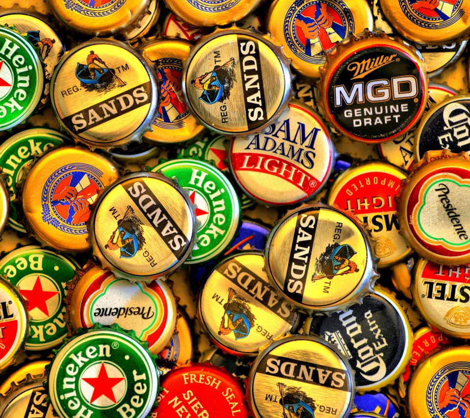 Fondo de pantalla Beer caps - Amstel, Sands, Miller 960x854