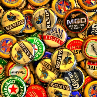 Beer caps - Amstel, Sands, Miller - Obrázkek zdarma pro 208x208