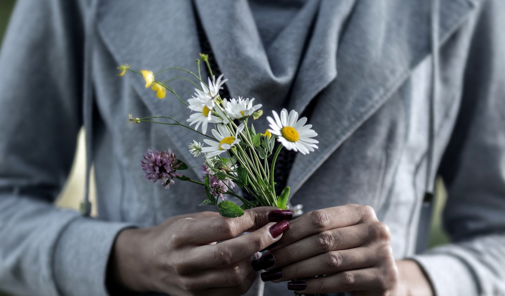 Fondo de pantalla Pretty Little Field Bouquet In Hands 1024x600