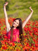 Happy Girl In Flower Field screenshot #1 132x176