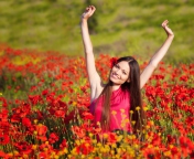 Happy Girl In Flower Field screenshot #1 176x144