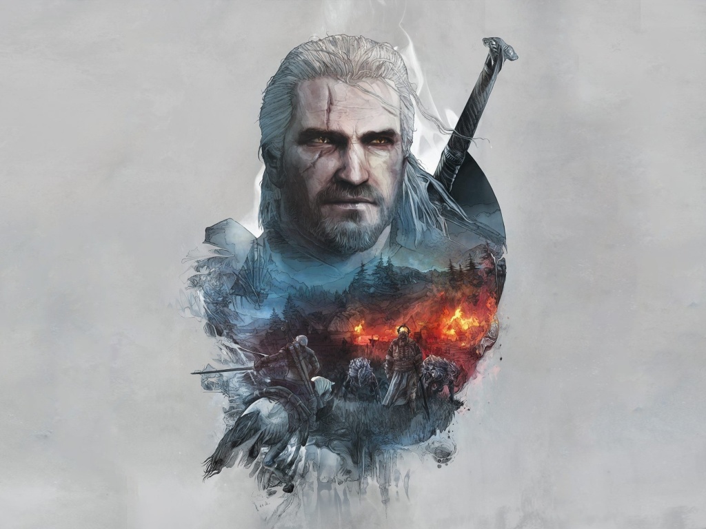 Fondo de pantalla Geralt of Rivia Witcher 3 1024x768