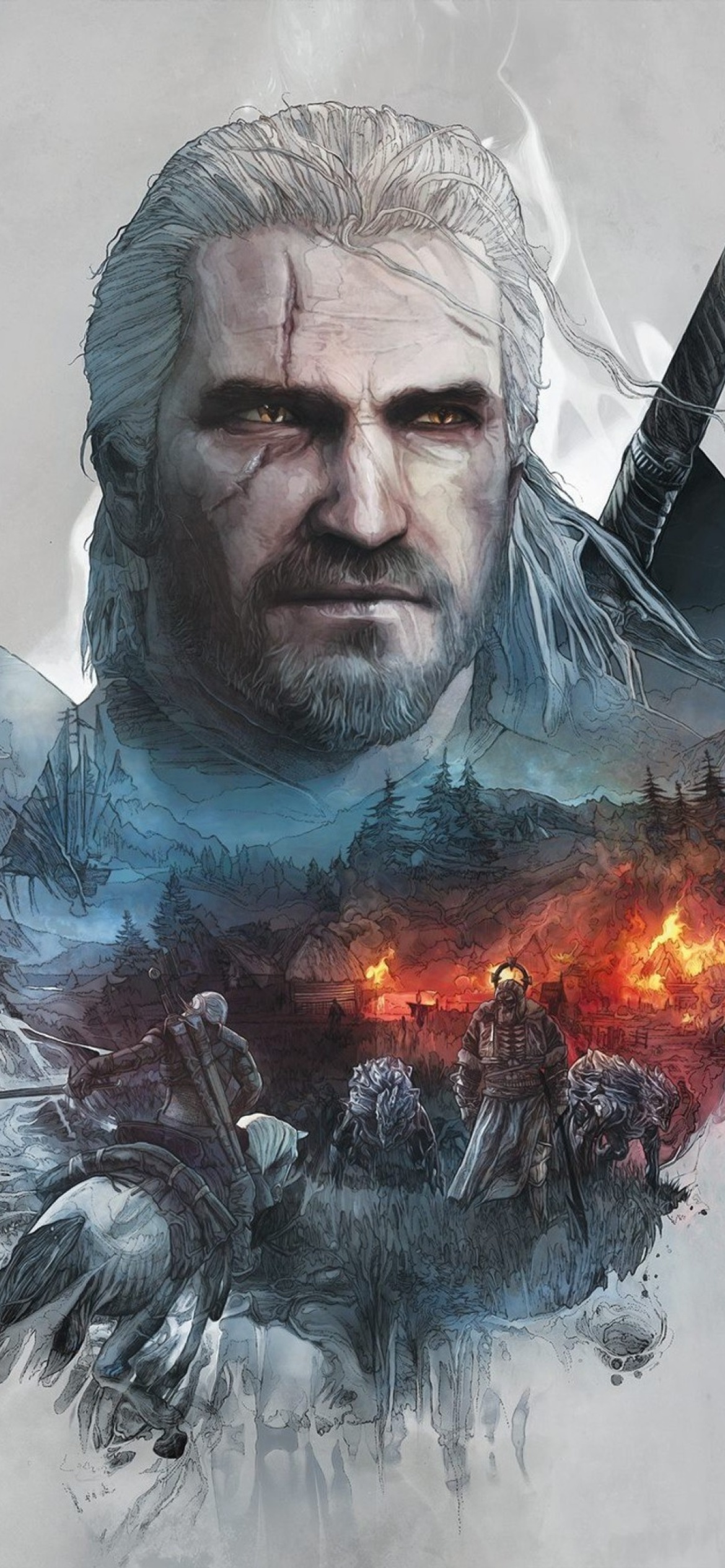 Обои Geralt of Rivia Witcher 3 1170x2532
