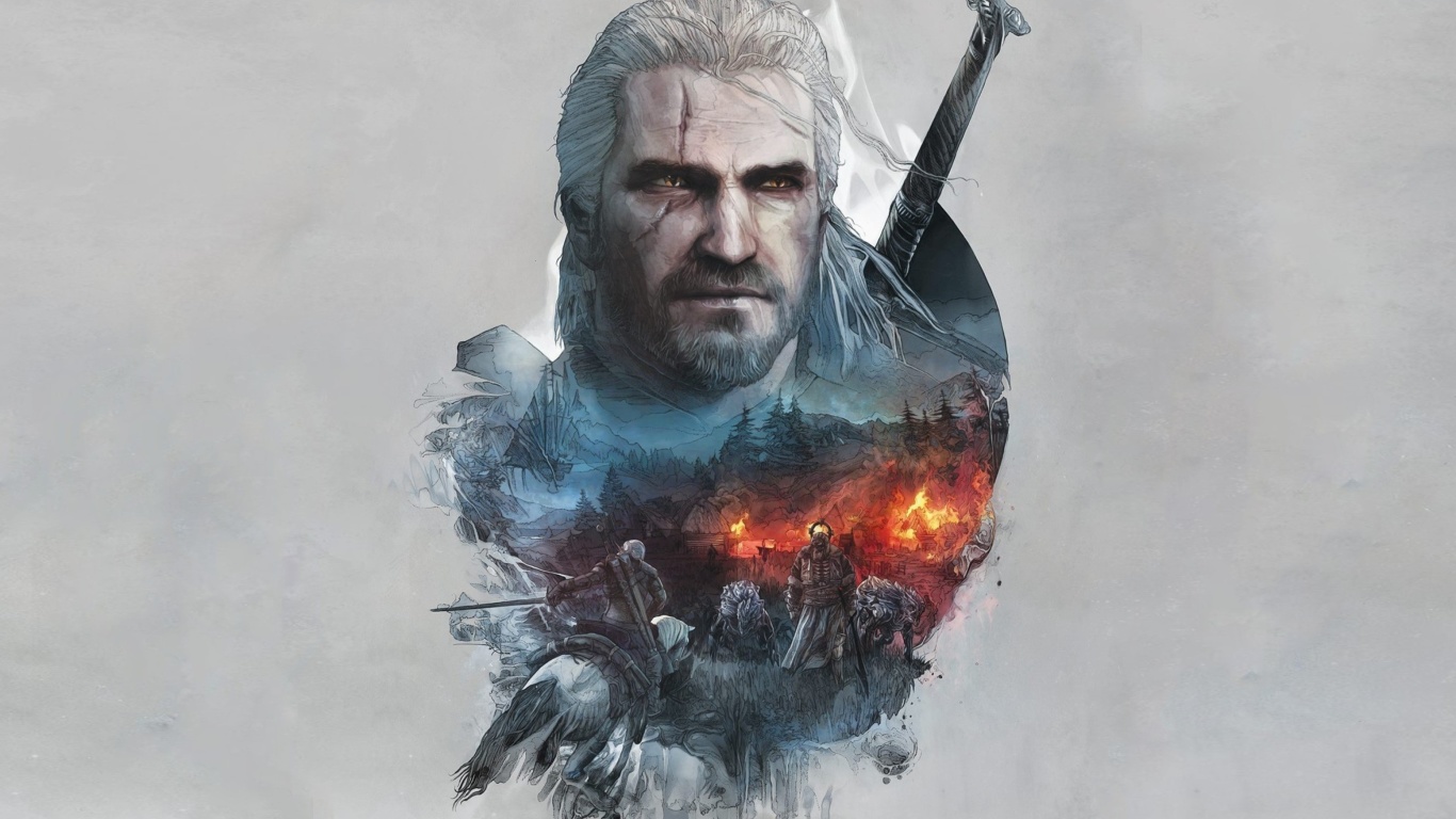 Geralt of Rivia Witcher 3 wallpaper 1366x768