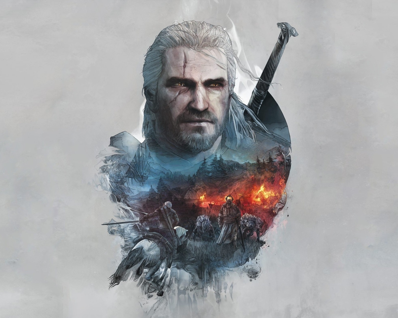 Sfondi Geralt of Rivia Witcher 3 1600x1280