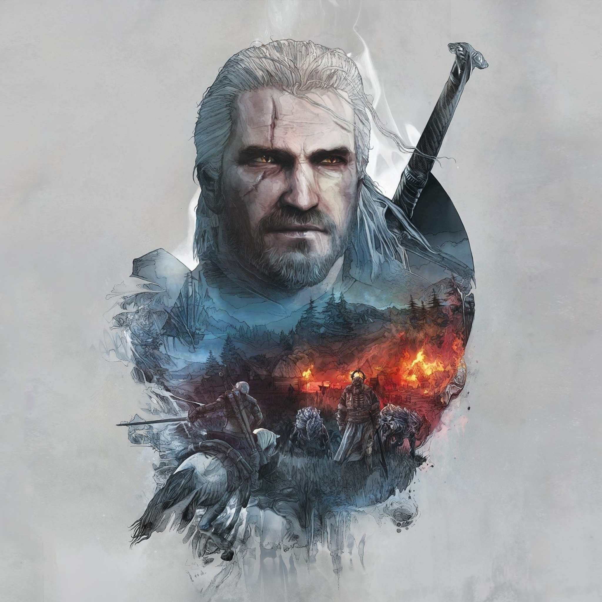 Das Geralt of Rivia Witcher 3 Wallpaper 2048x2048