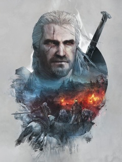Das Geralt of Rivia Witcher 3 Wallpaper 240x320