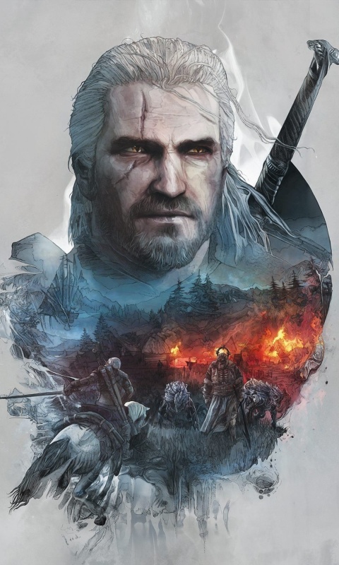 Das Geralt of Rivia Witcher 3 Wallpaper 480x800