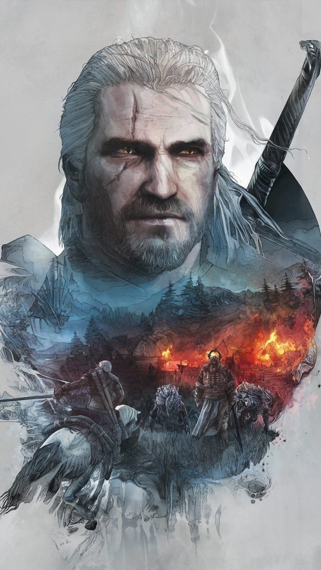 Das Geralt of Rivia Witcher 3 Wallpaper 640x1136