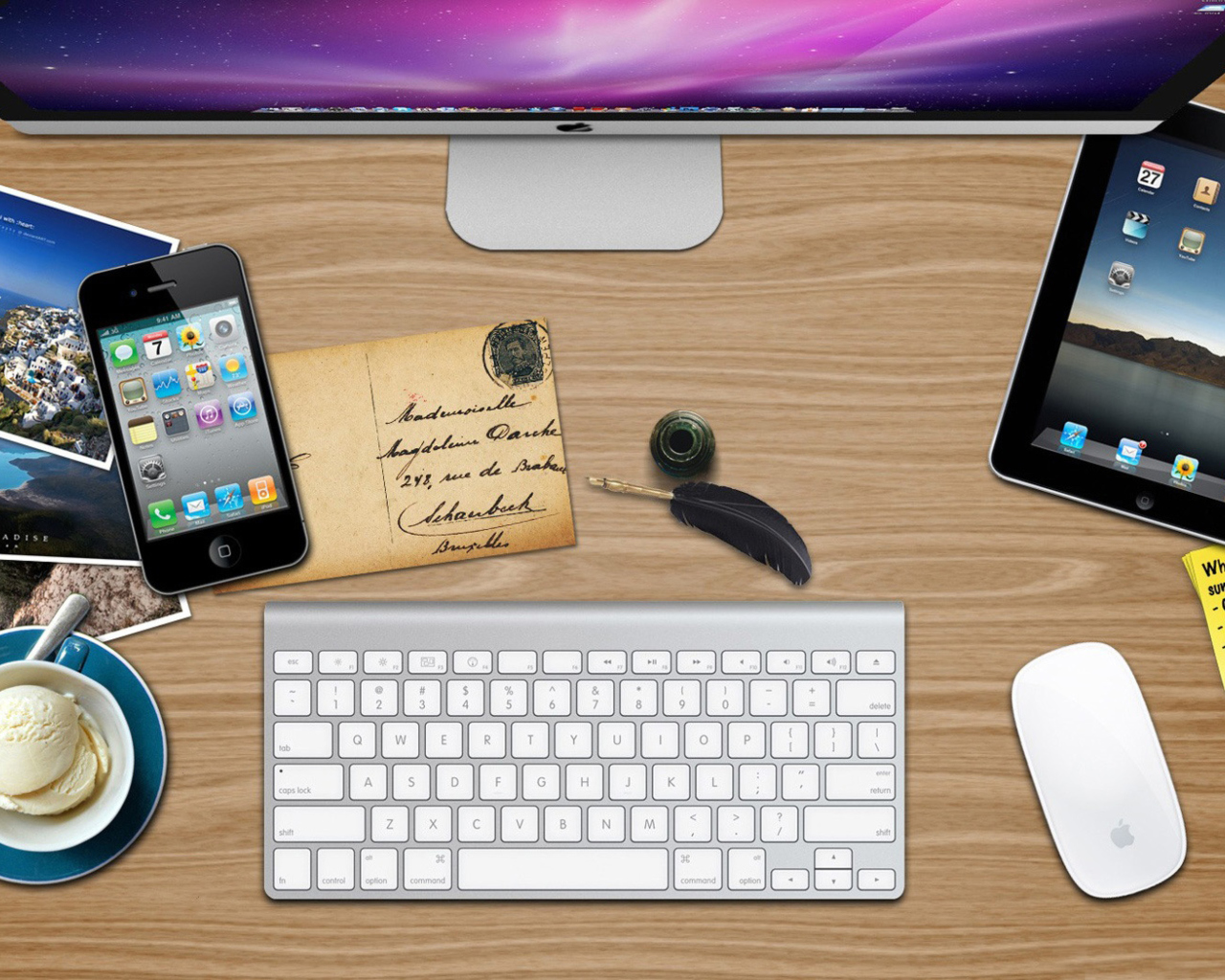 Screenshot №1 pro téma Apple Table with Postcards 1280x1024