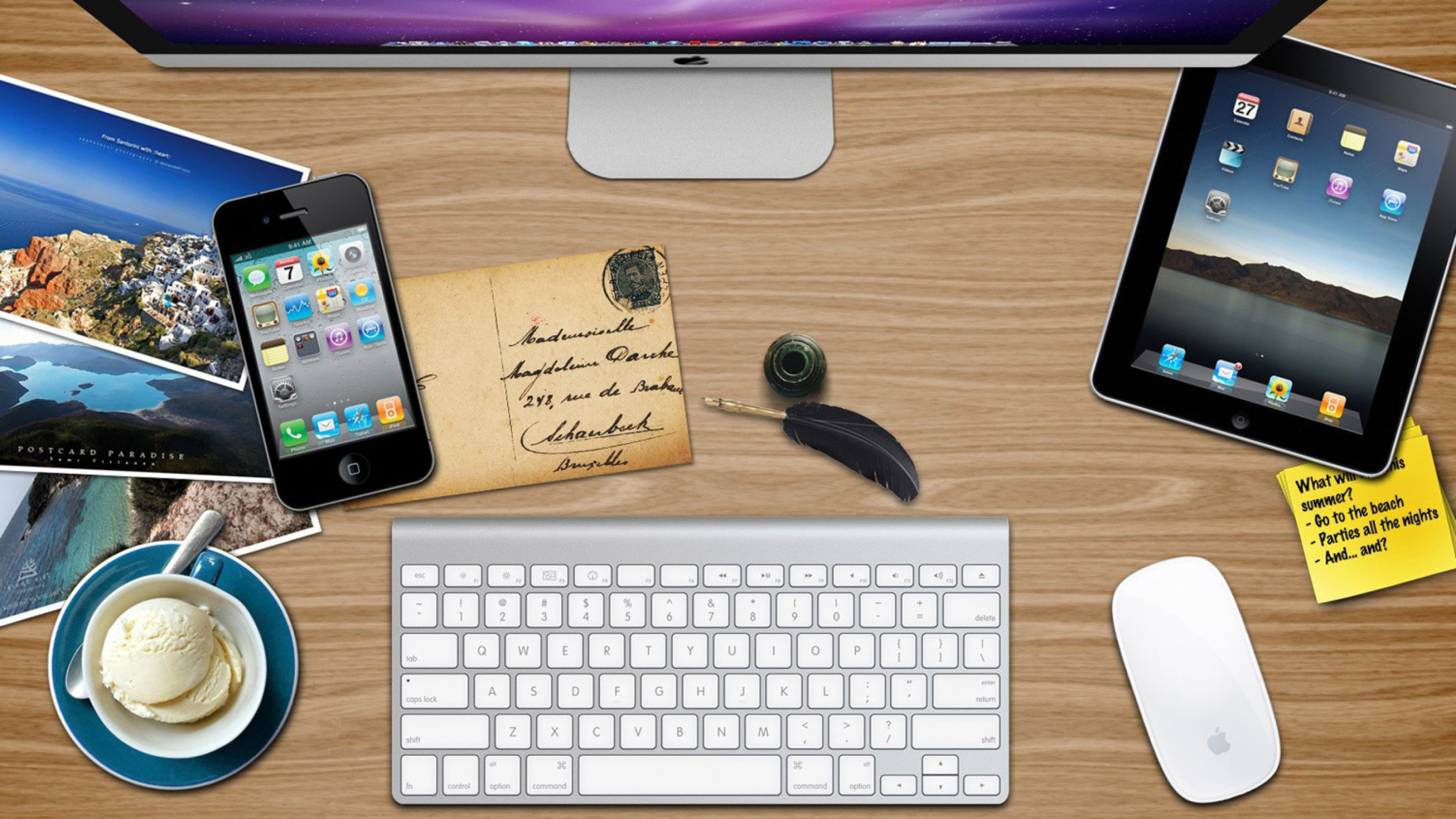 Screenshot №1 pro téma Apple Table with Postcards 1920x1080