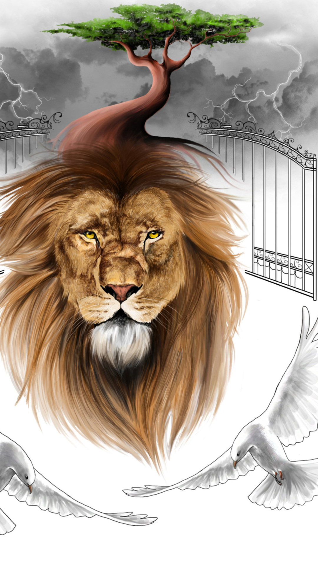 Обои Lion Painting 1080x1920