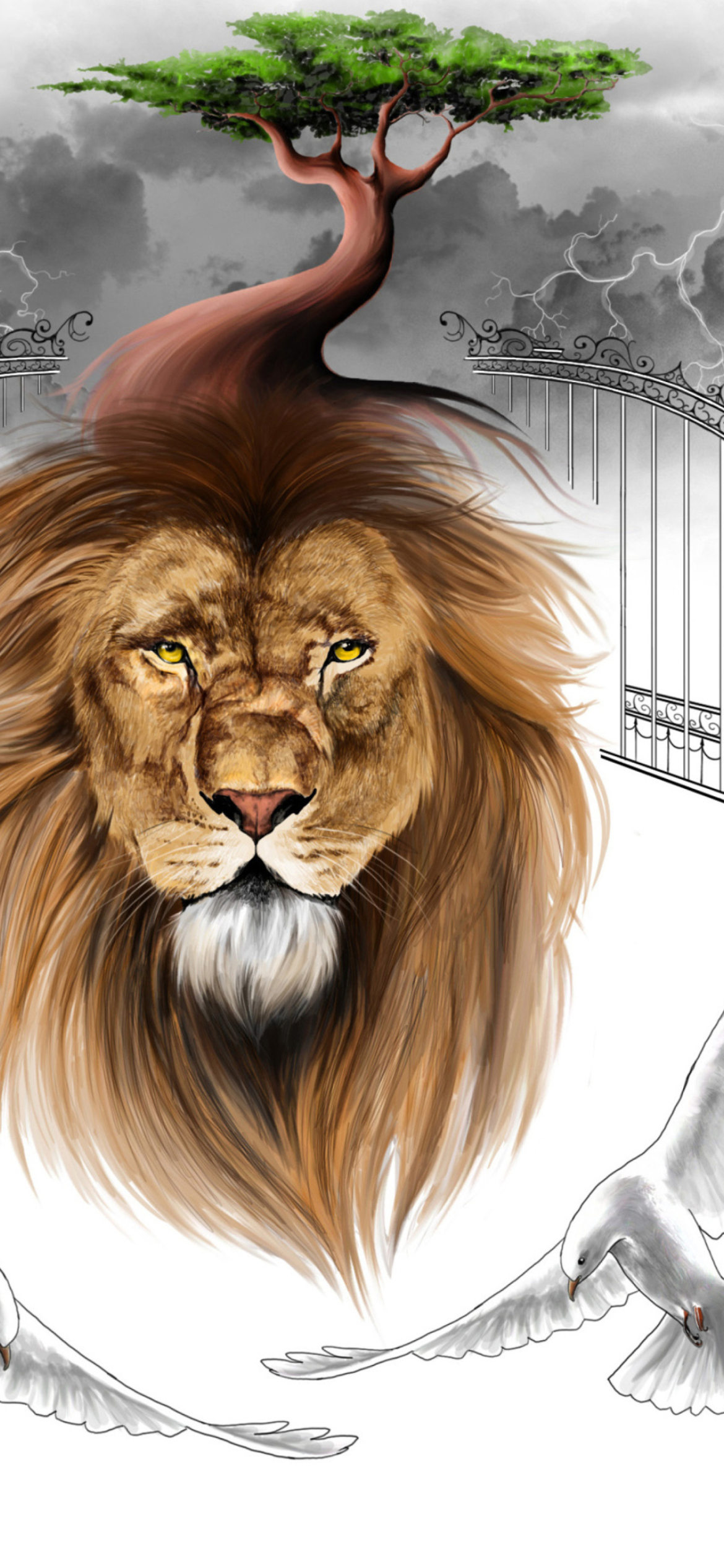 Das Lion Painting Wallpaper 1170x2532