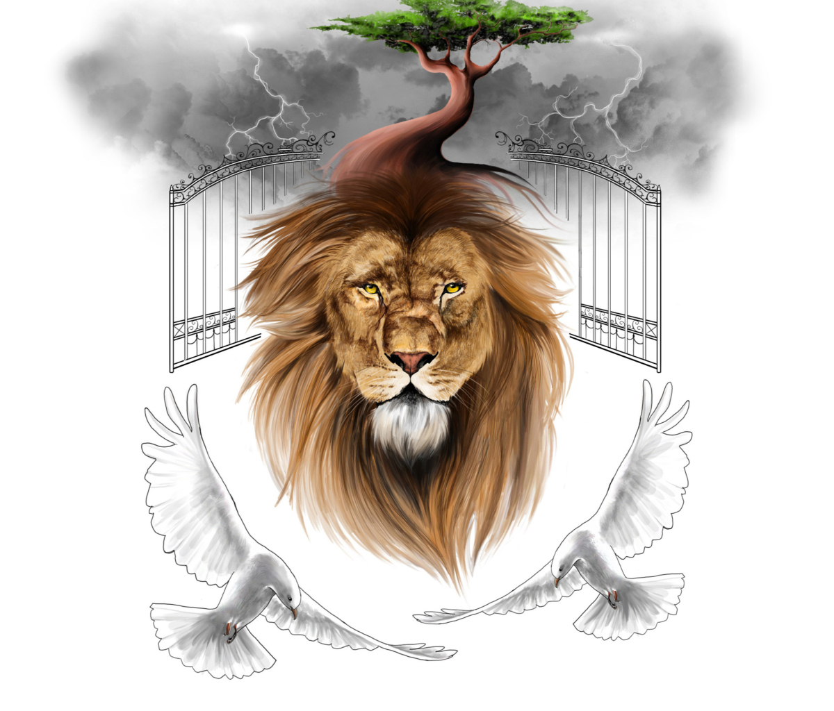 Das Lion Painting Wallpaper 1200x1024