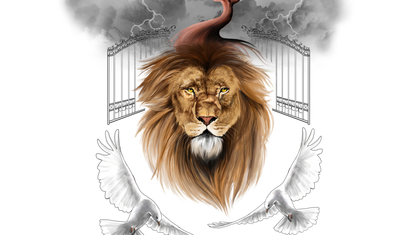 Screenshot №1 pro téma Lion Painting 1366x768