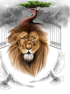 Fondo de pantalla Lion Painting 240x320