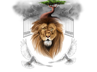 Das Lion Painting Wallpaper 320x240