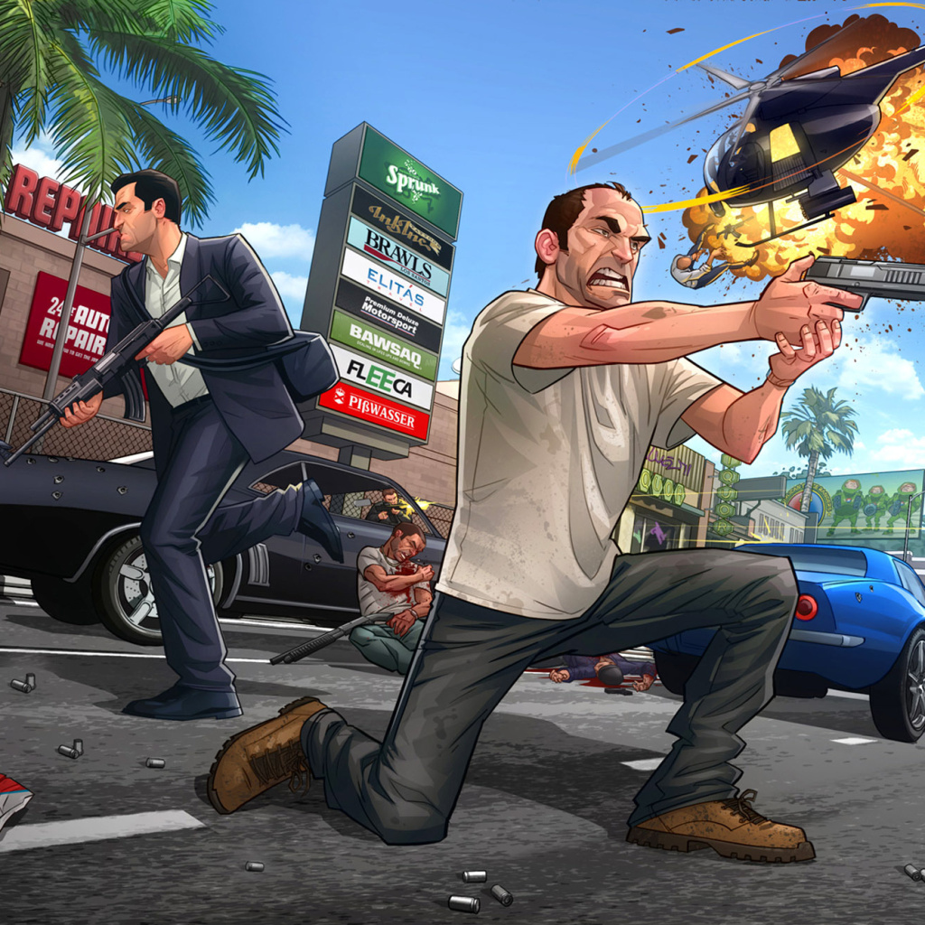 GTA 5 Battle wallpaper 1024x1024