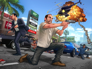 Das GTA 5 Battle Wallpaper 320x240