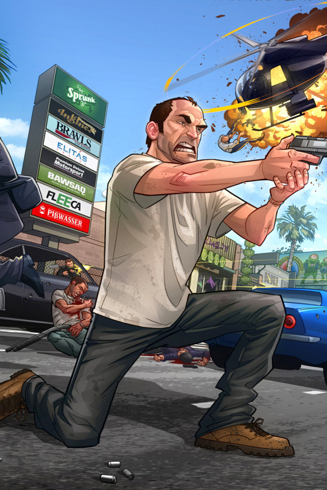 Sfondi GTA 5 Battle 640x960