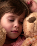 Обои Child Sleeping With Teddy Bear 128x160
