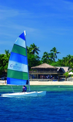 Beautiful Boat In Tropical Paradise wallpaper 240x400