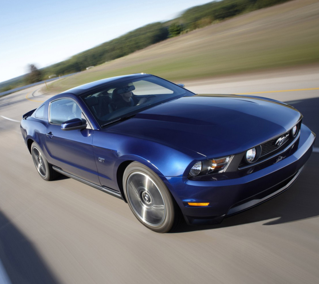 Blue Mustang V8 wallpaper 1080x960