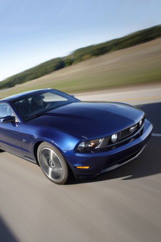 Das Blue Mustang V8 Wallpaper 320x480