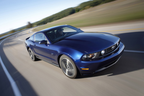 Fondo de pantalla Blue Mustang V8 480x320