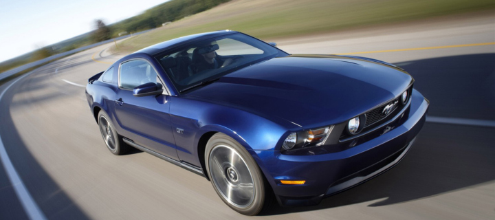 Sfondi Blue Mustang V8 720x320