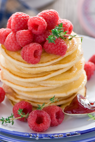 Tasty Raspberry Pancakes wallpaper 320x480